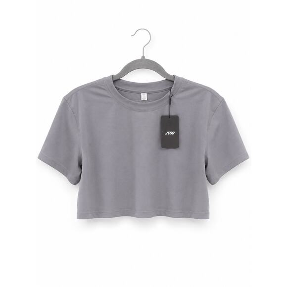 Jtoo Tops - JTOO Gray Athletic Crop Top Women’s Small Short Sleeve Stretch Activewear NWT